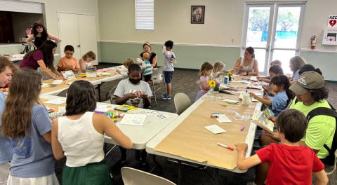 families making crafts