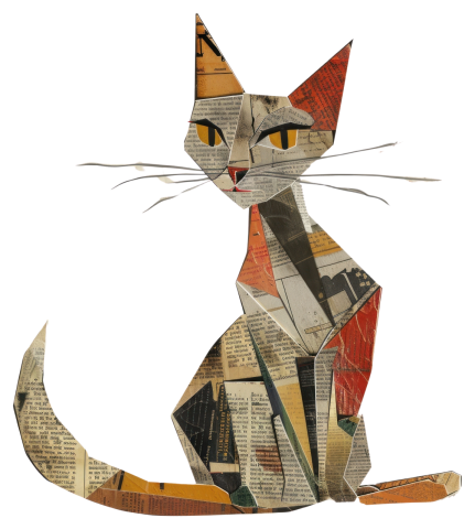 paper collage cat