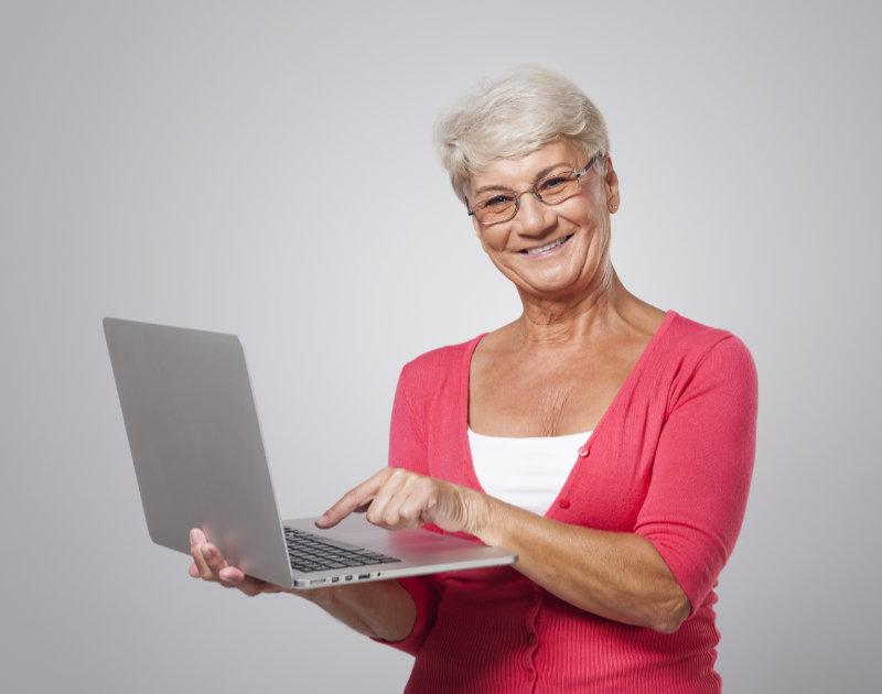 Senior with laptop